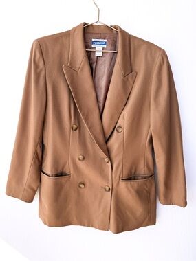 Pendleton 100% Virgin Wool Brown Double Breasted Brown Blazer Size 8